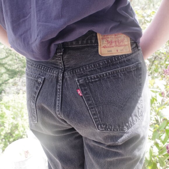 Vintage 501 Levi's Black Women's  Jeans From 1996 Plus Size - Picture 1 of 3